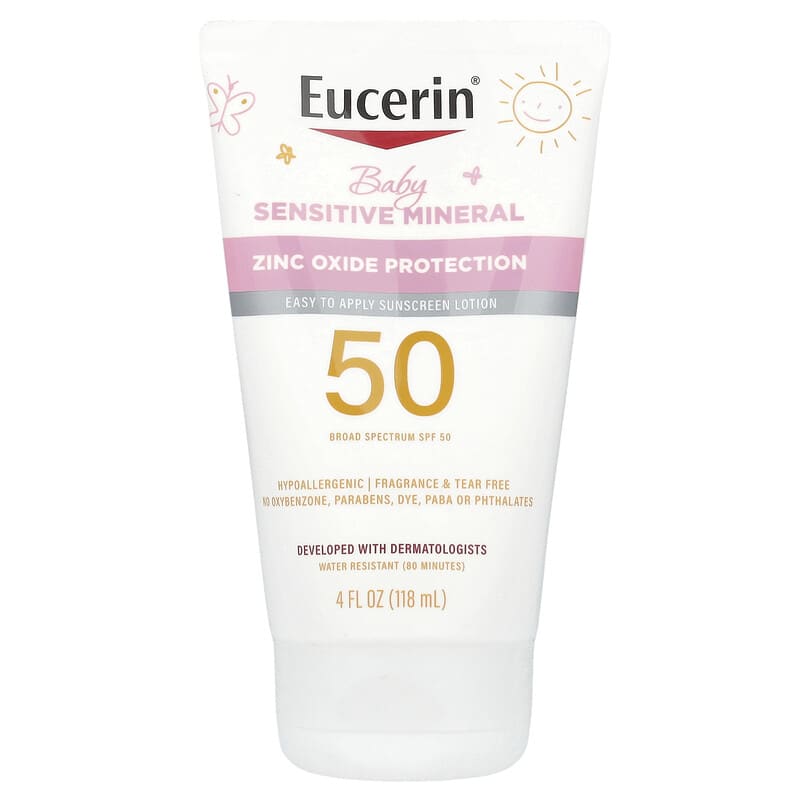 واقي شمس معدني يوسرين للأطفال SPF 50 بدون عطر Eucerin Baby Sensitive Mineral Sunscreen Lotion SPF 50 Fragrance Free 118ml