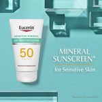 يوسرين لوشن واقي شمس معدني للبشرة الحساسة SPF 50+ حجم 118 مل Eucerin Sensitive Mineral Sunscreen Lotion SPF 50+ Zinc Oxide Protection 118ml