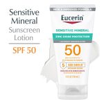 يوسرين لوشن واقي شمس معدني للبشرة الحساسة SPF 50+ حجم 118 مل Eucerin Sensitive Mineral Sunscreen Lotion SPF 50+ Zinc Oxide Protection 118ml