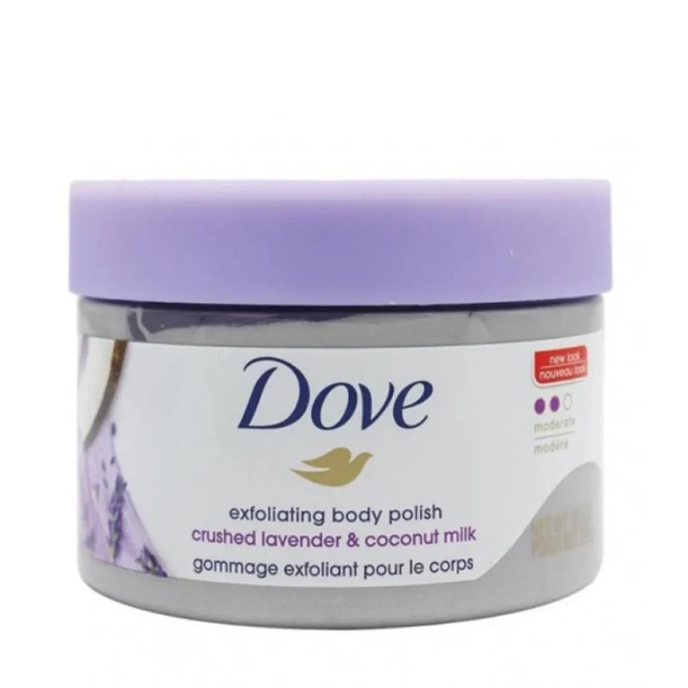 Dove Body Scrub with Ground Lavender & Coconut Milk Extract - 298gm 34 مقشر جسم دوف كراش لافندر وحليب جوز الهند ترطيب وتقشير 298جم