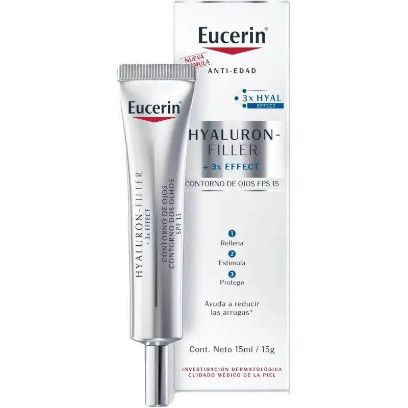 Eucerin Hyaluron-Filler 3x Effect Eye Cream SPF15 Anti-Aging 15ml 3 كريم كونتور العين يوسرين هيالورون فيلر FPS15 15 مل